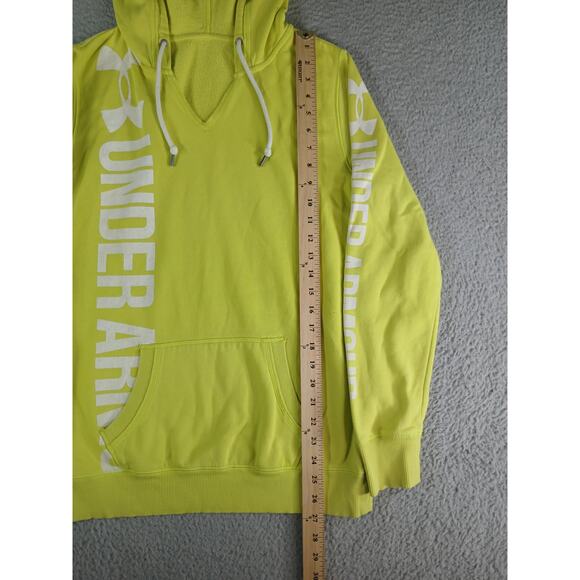 Under Armour Hoodie Mens Small Yellow Neon Pocket Sweatshirt Athletic Comfy - Picture 3 of 7